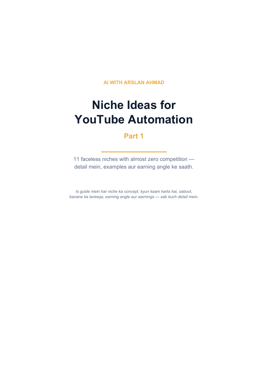 Niche Ideas For YouTube Automation PDF cover